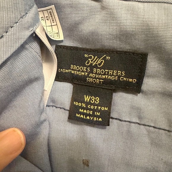 Brooks Brothers 346 Shorts Mens W33 Blue Chino Lightweight Advantage Pleated - Picture 3 of 6